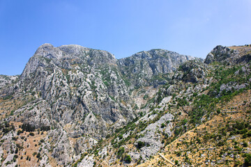 View of the rocks of Montenegro. The nature of the Budva Riviera.