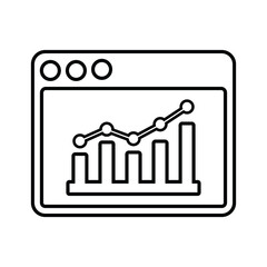 Analytics, business growth outline icon. Line art vector.
