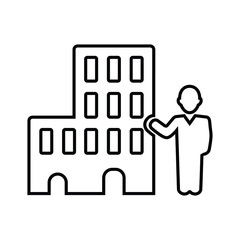 Building, manager, office line icon. Outline vector.