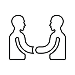 Business deal, handshake outline icon. Line art vector.