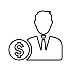 Businessman, dollar line icon. Outline vector.