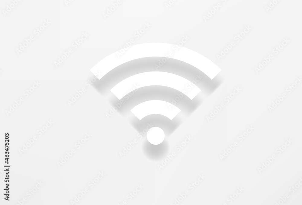 Poster white contour wireless connection vector icon with realistic shadow