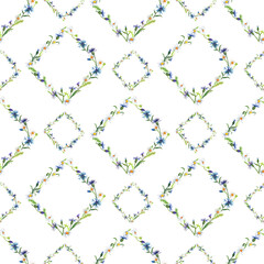 Watercolor pattern with wild flower White background.