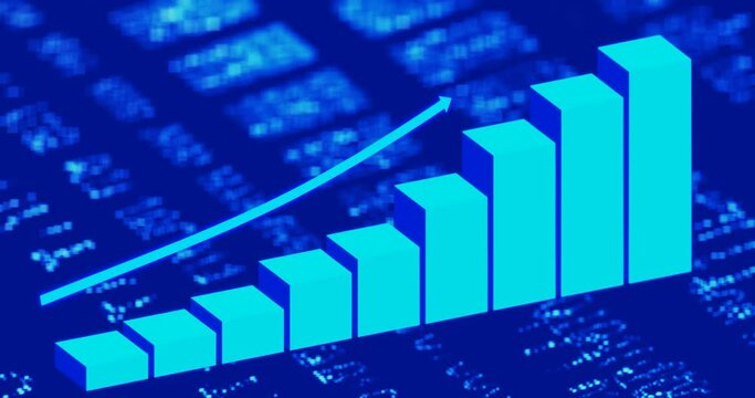 3d render with blue ascending graph