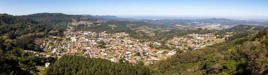 Fototapeta premium Panorama Aerial view of Morro Reuter and Dois Irmaos