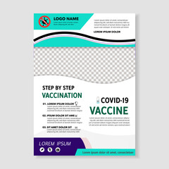 Medical services flyer, covid19 vaccine flyer, corona virus vaccine flyer blue green brochure poster cover template design