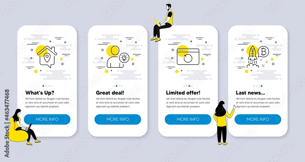 Poster vector set of business icons related to recovery internet, work home and user idea icons. ui phone a