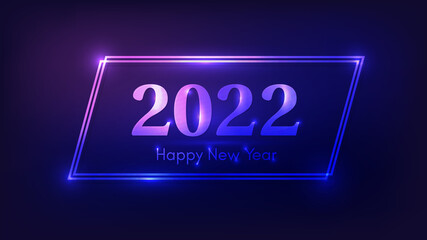 2022 Happy New Year neon background