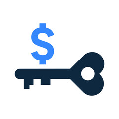 Key protection, dollar, money security icon.