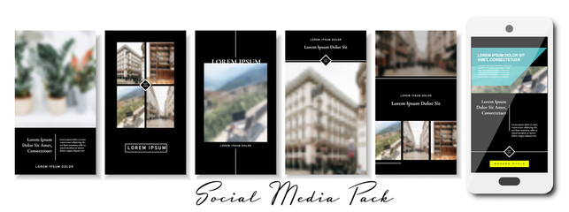 Social media banner. Vector cover. Layout for promotion. Design backgrounds web pack. Mockup for personal gold blog, luxury shop. Set of stories, sale post frame templates. style story bundle smm. a4 - obrazy, fototapety, plakaty