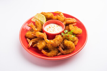 Jheenga fry or prawn or shrimp pakoda or fritter