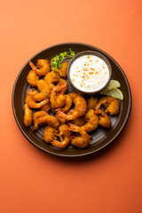 Jheenga fry or prawn or shrimp pakoda or fritter