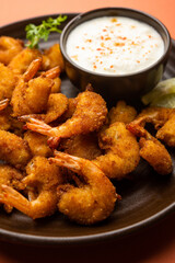 Jheenga fry or prawn or shrimp pakoda or fritter