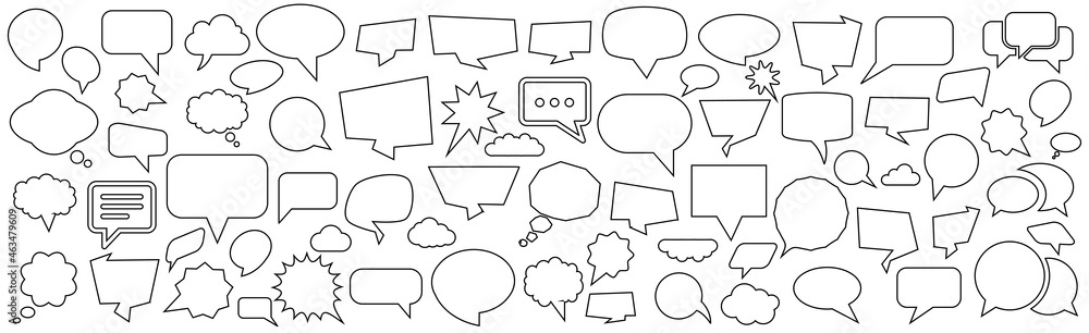 Aufkleber set different empty speech discussion bubble icons, talk cloud bubble collection, chat sign - stock 