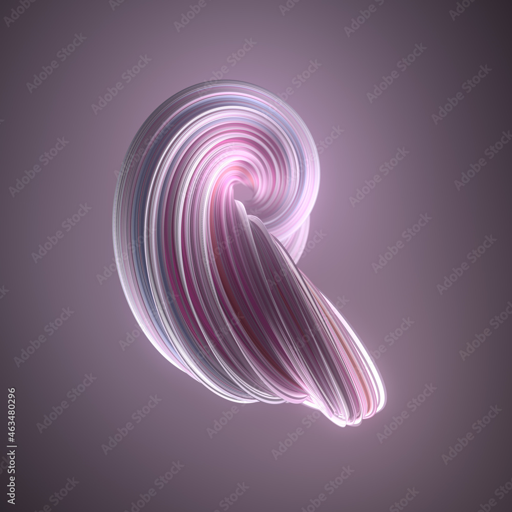 Aufkleber Modern template with twisted abstract multicolor shape. Trendy 3d rendering digital illustration. Geometric background