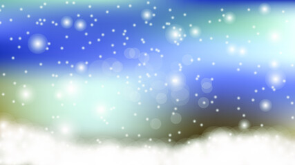 Winter Snowfall and snowflakes turquoise blue background. Christmas and New Year background. Vector illustration.
