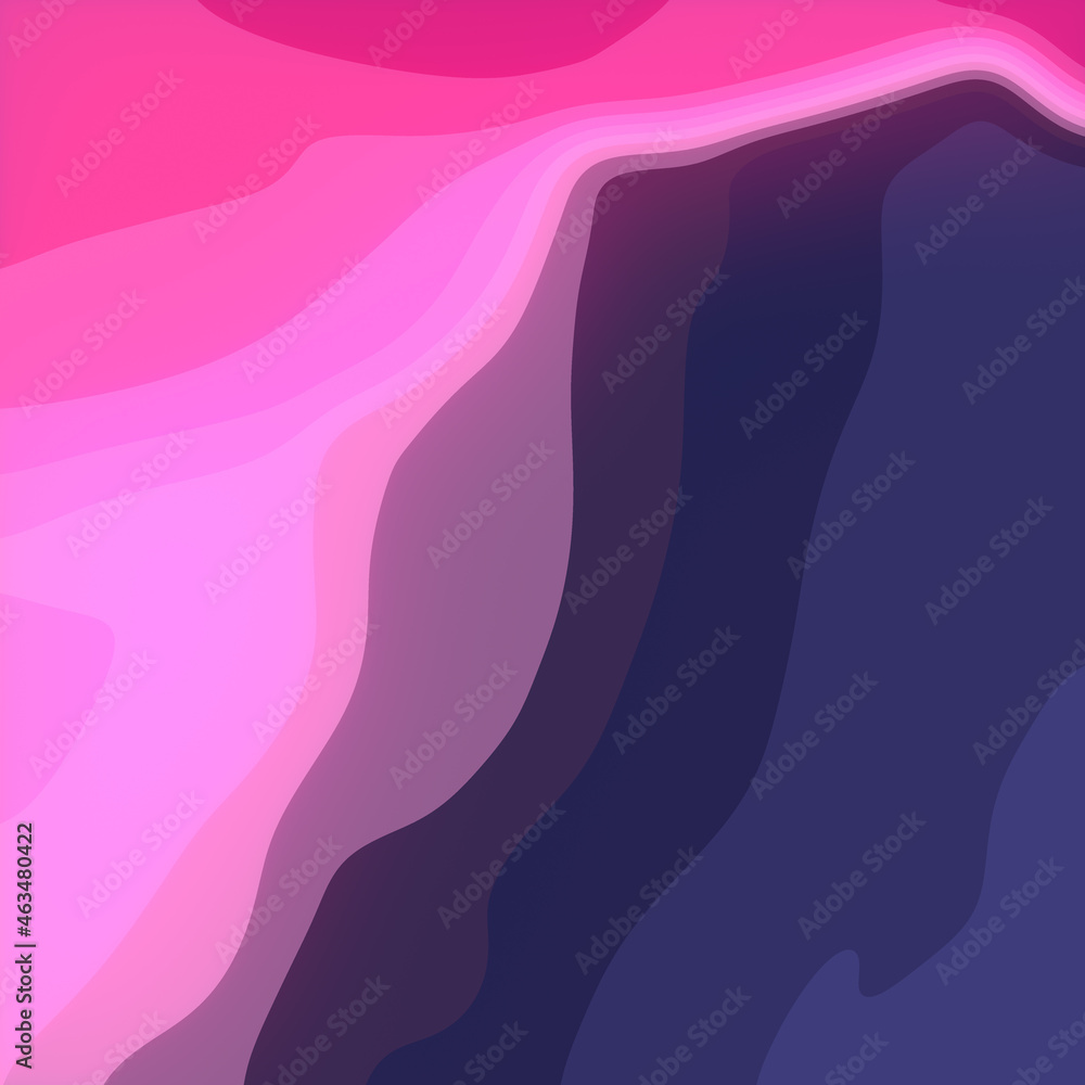 Aufkleber Abstract flat wavy background. Simple line art digital illustration. Modern isometric background. 3d rendering