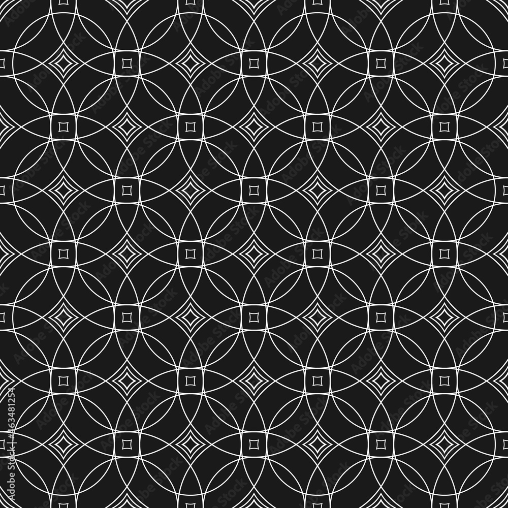 Aufkleber geometric seamless pattern with intersecting circles, small rhombuses. abstract pattern with thin li