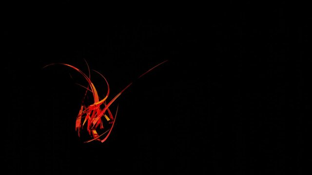 Red Streaks Of Light Sliding On A Black Background, Seamless Loop. Design. Randomly Moving Fire Flame.