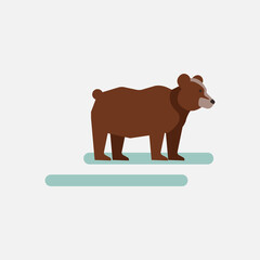 Colorful vector illustration of big brown bear.