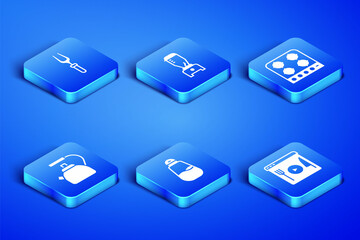 Set Cooking live streaming, Barbecue fork, Salt, Kettle with handle, Blender and Gas stove icon. Vector