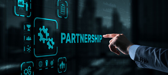 Partnership of companies. Collaboration. Business Technology Internet concept