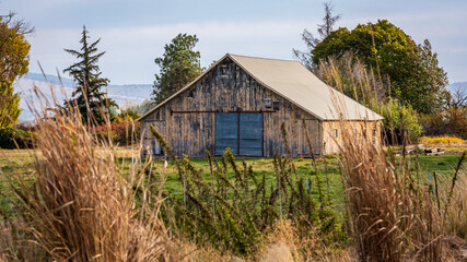Old rustic ranch barn in fall