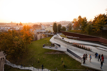  Aerial view on Memorial of Heavenly Hundred Heroes, Lviv , Ukraine from drone