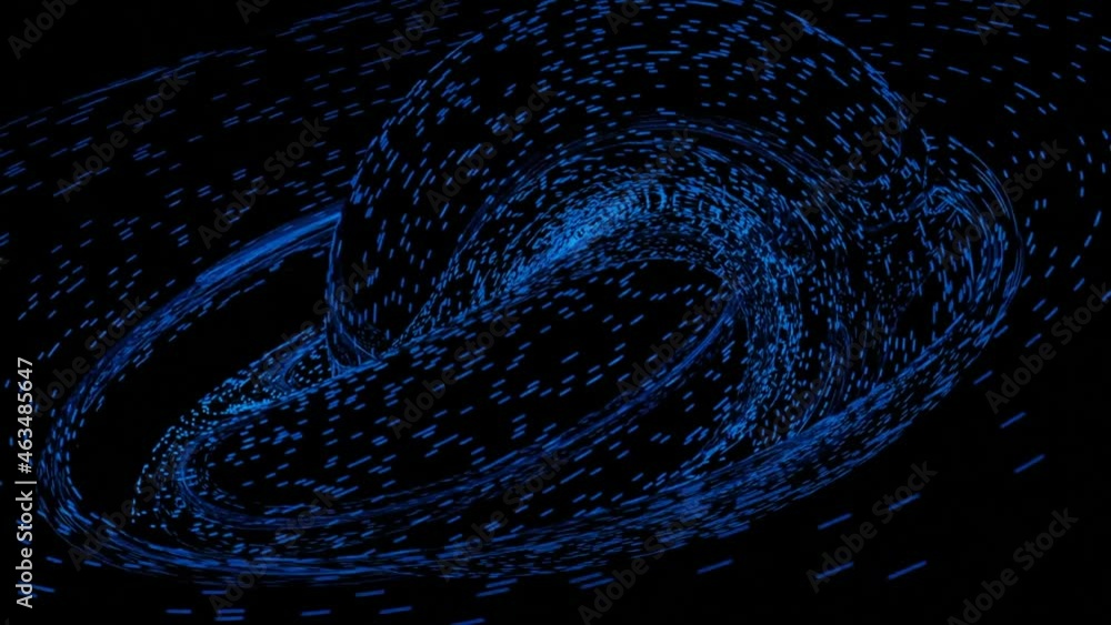 Poster abstract colorful particles creating transforming galaxy in outer space. design. tiny dots flying in