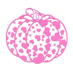 pink pumpkin with hearts outline on a white background