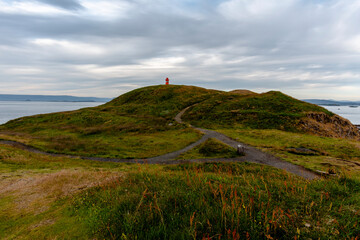 2021 08 09 stikkysholmur sunset in the peninsula of Sugandisey Island lighthouse 2