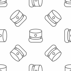Grey line Kepi icon isolated seamless pattern on white background. Cap army uniform headgear. Historic general hat. Vector