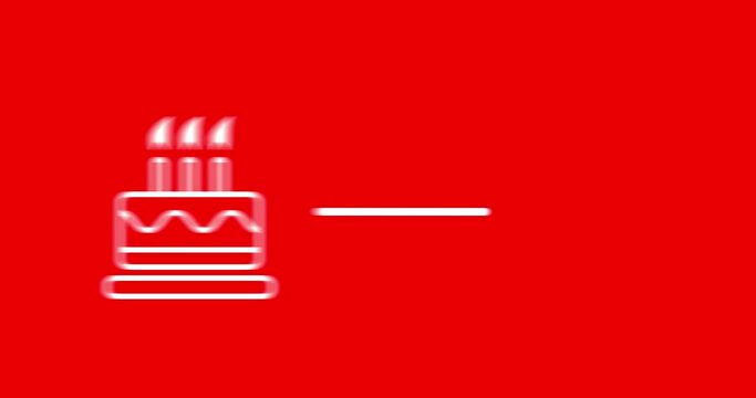 A 3D rendering of a birthday cake and celebration concept isolated on a red background