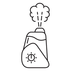 Humidifier distributes steam.Outline vector illustration.Isolated on white background.