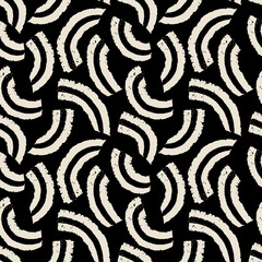 Vector drawn white stripes black seamless pattern