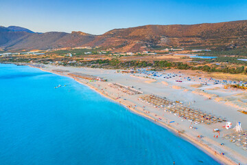 Famous sandy beach of Falasarna at the north west of Chania, Crete, Greece.