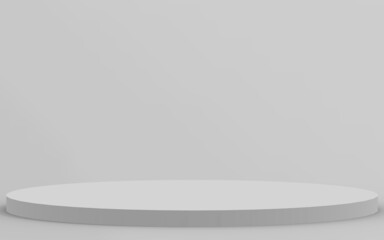 3d gray white cylinder podium minimal studio background. Abstract 3d geometric shape object illustration render.