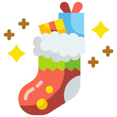 christmas sock flat icon