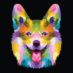 colorful dog pop art portrait premium vector isolated decoration