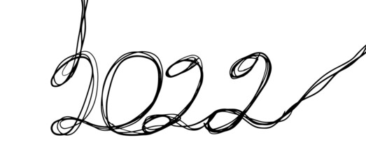 Pen drawing 2022 calligraphy . Vector illustration
