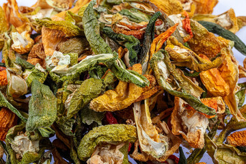 Pepper drying. organic dried sweet bell pepper.