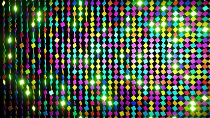 3d render. Simple geometric background with colorful plates on plane flashing like neon lights. Creative colorful background.