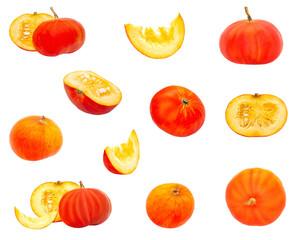 Isolated set of Pumpkin on white background bright