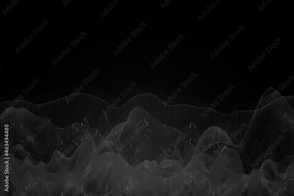 Aufkleber abstract dark wallpaper with digital waves. technology, innovation and mock up place concept. 3d ren