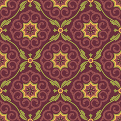 Central asian interlocking medallions vector seamless design