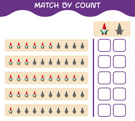 Match by count of cartoon gnome. Match and count game. Educational game for pre shool years kids and toddlers