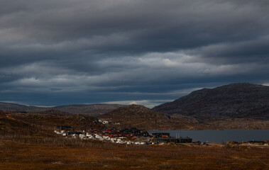 The view towards Riksgransen on the Swedish side of the border between Sweden and Noway, Lapland, October 2021