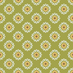 Central asian flower foulard vector seamless design