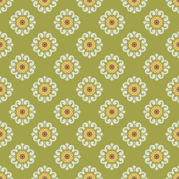 Central asian flower foulard vector seamless design
