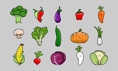 set of vegetables isolated